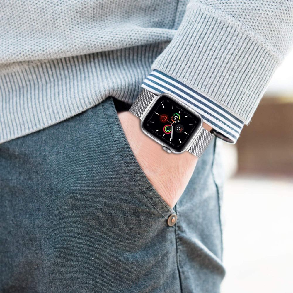 Tech-Protect MilaneseBand, skirta Apple Watch 4/5/6/7/8/9/SE/Ultra 1/2 (42/44/45/49 mm) – rožinė -- Apple Watch 4