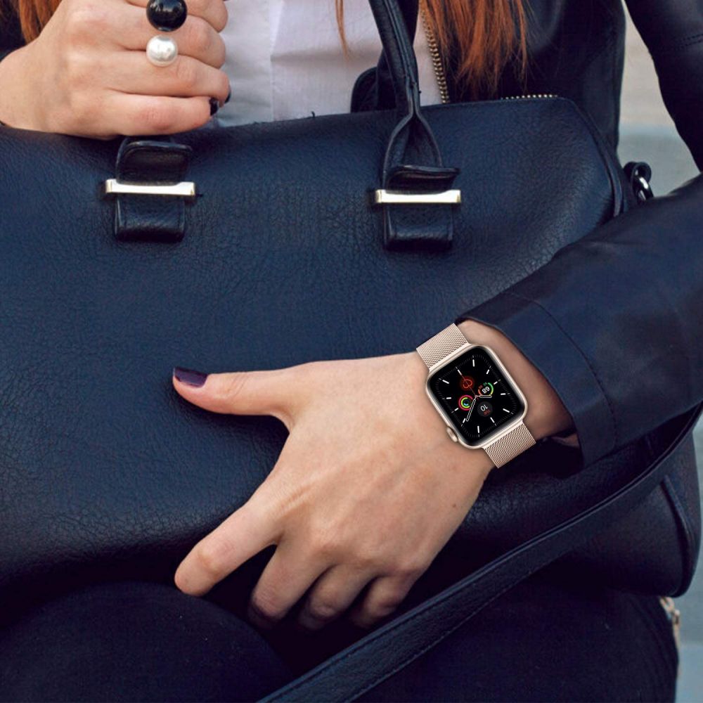 Tech-Protect MilaneseBand, skirta Apple Watch 4/5/6/7/8/9/SE/Ultra 1/2 (42/44/45/49 mm) – rožinė -- Apple Watch 4