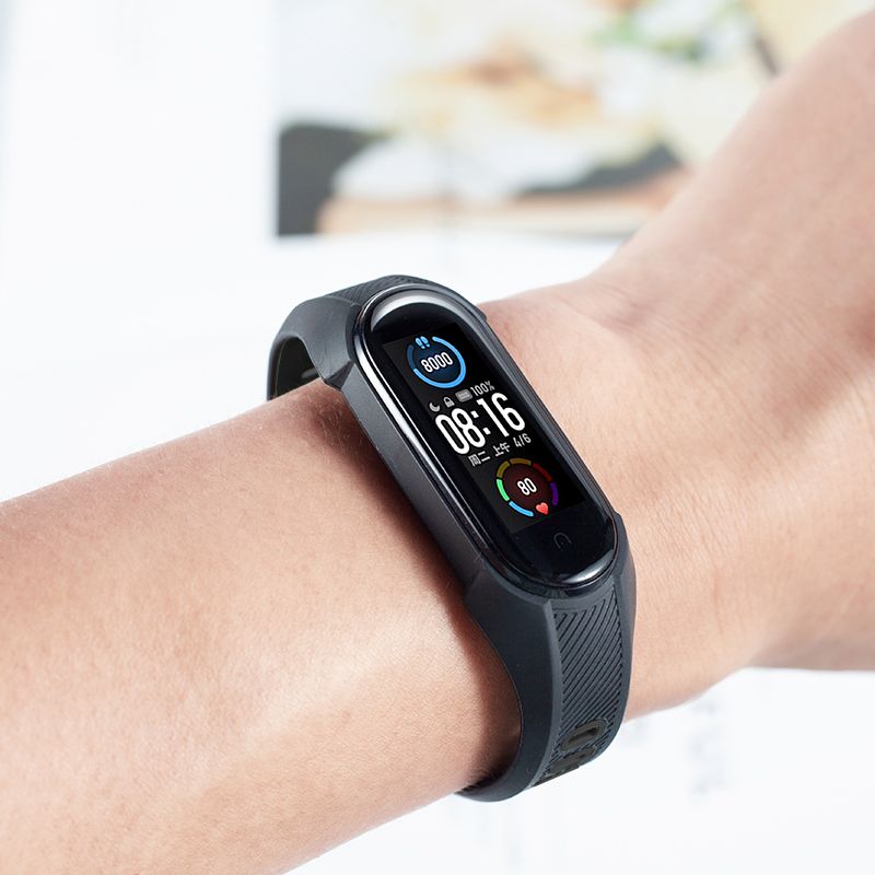 Tech-Protect Armor Strip, skirtas Xiaomi Mi Smart Band 5/6/6 NFC – juoda ir raudona -- Xiaomi Mi Smart Band 5