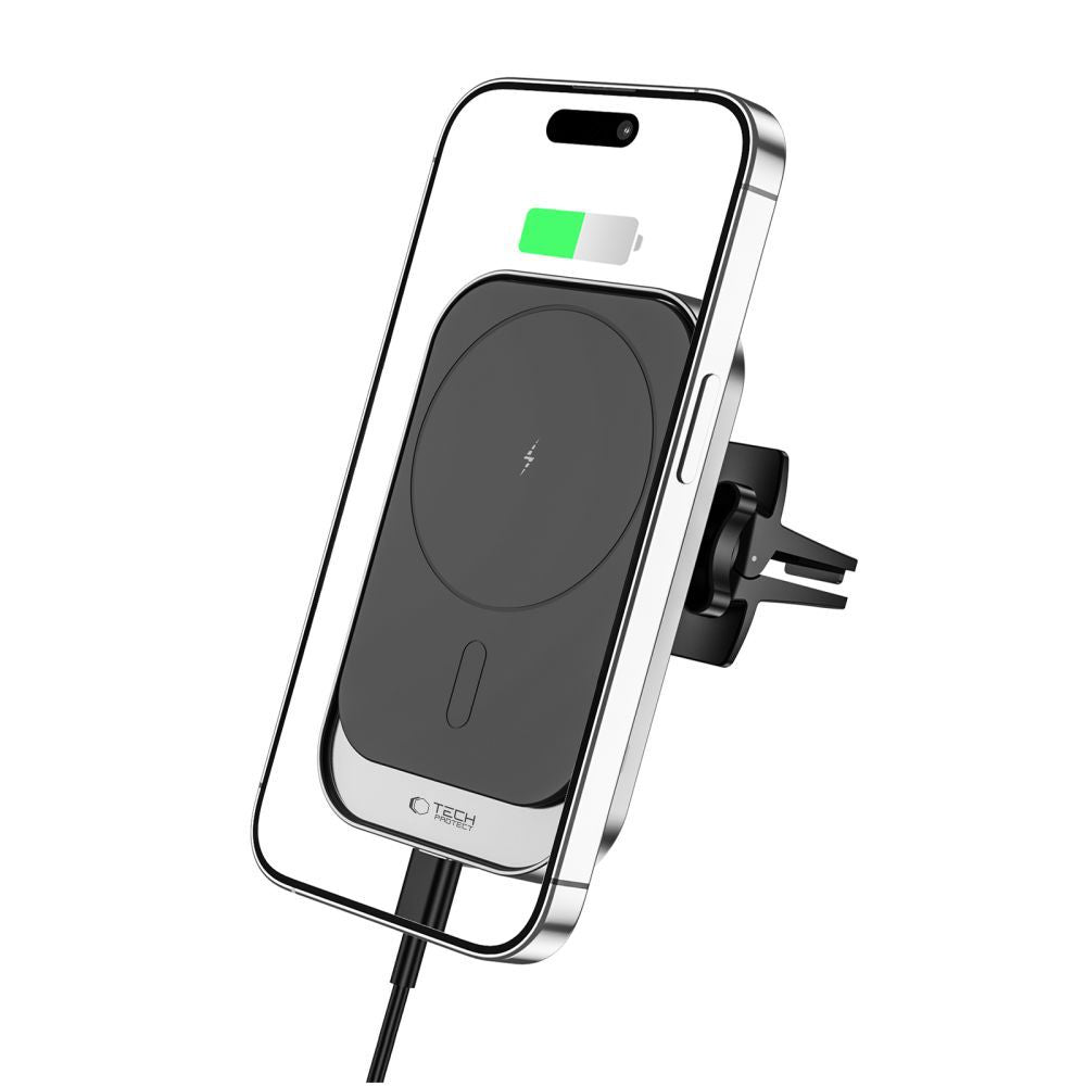 Tech-Protect CW19 MagSafe magnetinis automobilinis laikiklis su 15W indukciniu įkrovikliu oro grotelių tvirtinimui -...