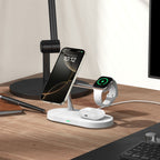 Tech-Protect A12 3in1 MagSafe indukcinis įkroviklis išmaniajam telefonui / ausinėms / išmaniajam laikrodžiui - baltas --...