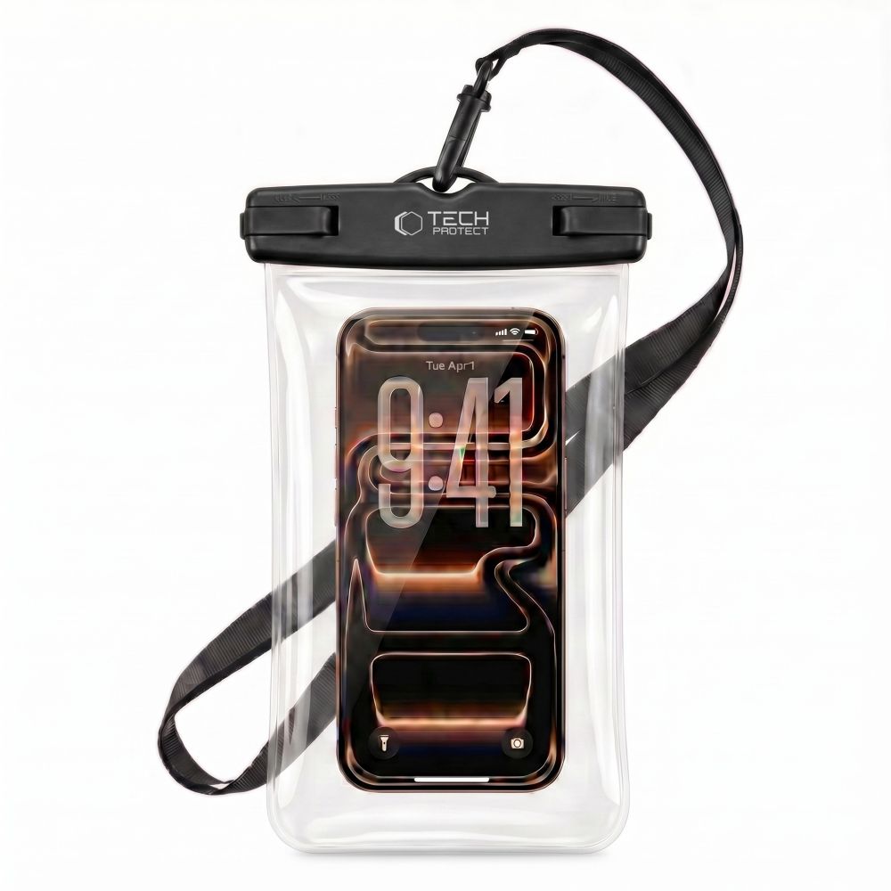 Tech-Protect UWC7 nepralaidus vandeniui universalus dėklas išmaniesiems telefonams iki 6,9" - juodas -- Cycling Accessories