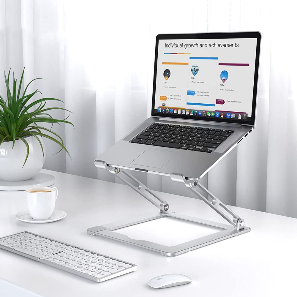 Tech-Protect ULS400 universali sulankstoma stovas nešiojamiesiems kompiuteriams iki 17" - sidabrinė -- Laptop Stands