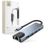 HUB Tech-Protect V3 5in1 USB-C - USB-A 3.0 / USB-A 2.0 / USB-C / HDMI / RJ45 - pilkas -- USB Hubs