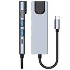 HUB Tech-Protect V3 5in1 USB-C - USB-A 3.0 / USB-A 2.0 / USB-C / HDMI / RJ45 - pilkas -- USB Hubs