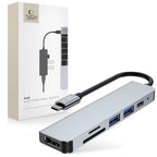 HUB Tech-Protect V4 6in1 USB-C - USB-A 3.0 / USB-A 2.0 / USB-C / HDMI / micro SD / TF / SD kortelių skaitytuvas - pilkas...