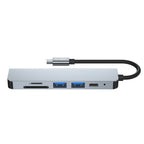 HUB Tech-Protect V4 6in1 USB-C - USB-A 3.0 / USB-A 2.0 / USB-C / HDMI / micro SD / TF / SD kortelių skaitytuvas - pilkas...