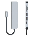 HUB Tech-Protect V4 6in1 USB-C - USB-A 3.0 / USB-A 2.0 / USB-C / HDMI / micro SD / TF / SD kortelių skaitytuvas - pilkas...