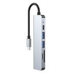 HUB Tech-Protect V4 6in1 USB-C - USB-A 3.0 / USB-A 2.0 / USB-C / HDMI / micro SD / TF / SD kortelių skaitytuvas - pilkas...