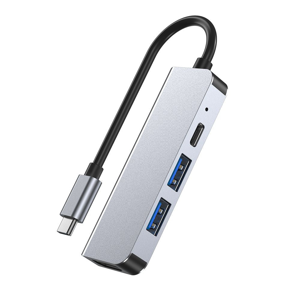 HUB Tech-Protect V2 4in1 USB-C - USB-A 3.0 / USB-A 2.0 / USB-C / HDMI - pilkas -- USB Hubs