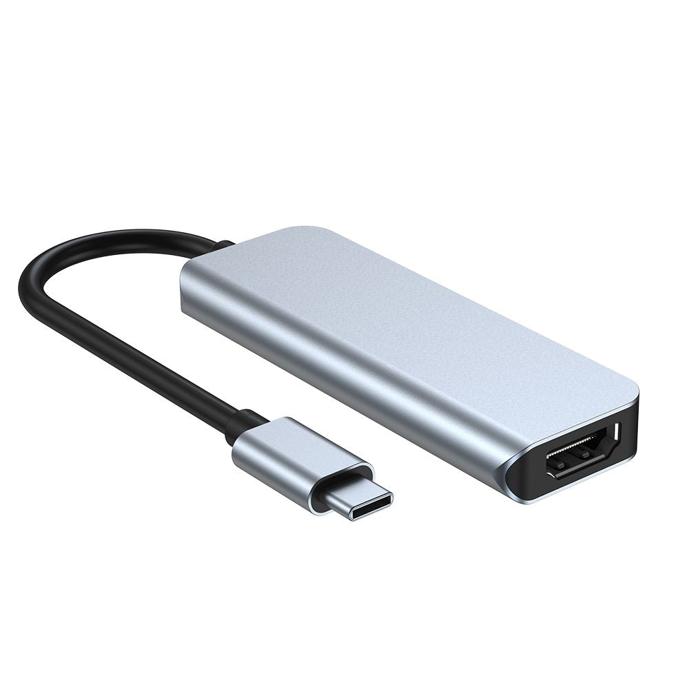 HUB Tech-Protect V2 4in1 USB-C - USB-A 3.0 / USB-A 2.0 / USB-C / HDMI - pilkas -- USB Hubs