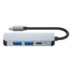 HUB Tech-Protect V2 4in1 USB-C - USB-A 3.0 / USB-A 2.0 / USB-C / HDMI - pilkas -- USB Hubs