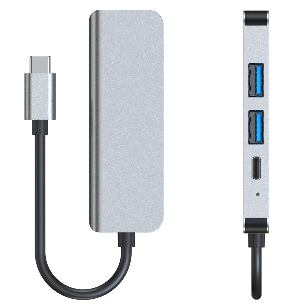 HUB Tech-Protect V2 4in1 USB-C - USB-A 3.0 / USB-A 2.0 / USB-C / HDMI - pilkas -- USB Hubs