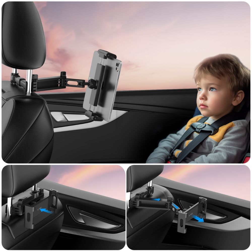 Tech-Protect V1 teleskopinis automobilinis telefono laikiklis galvos atramai - juodas -- Cell phone holders