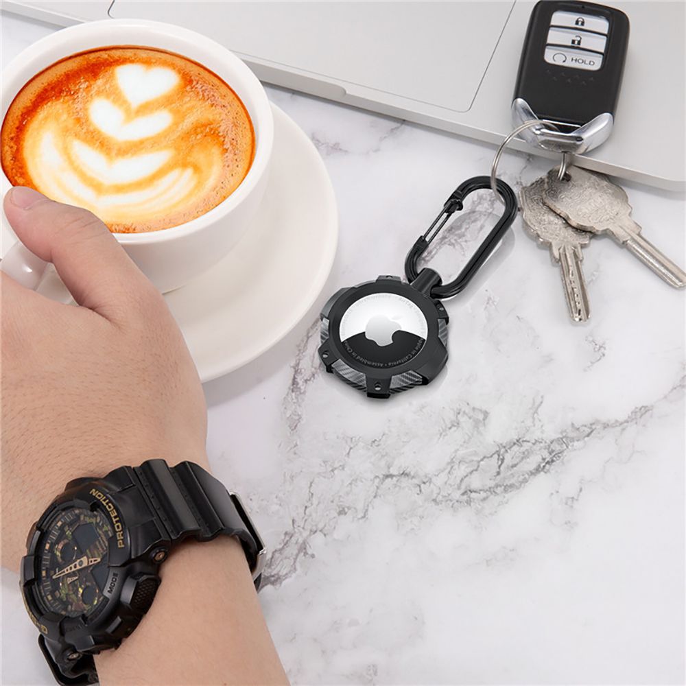 Tech-Protect TPUCarbon dėklas Apple AirTag – juodas -- Apple AirTag