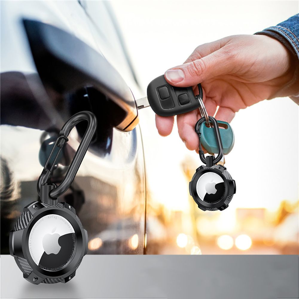 Tech-Protect TPUCarbon dėklas Apple AirTag – juodas -- Apple AirTag