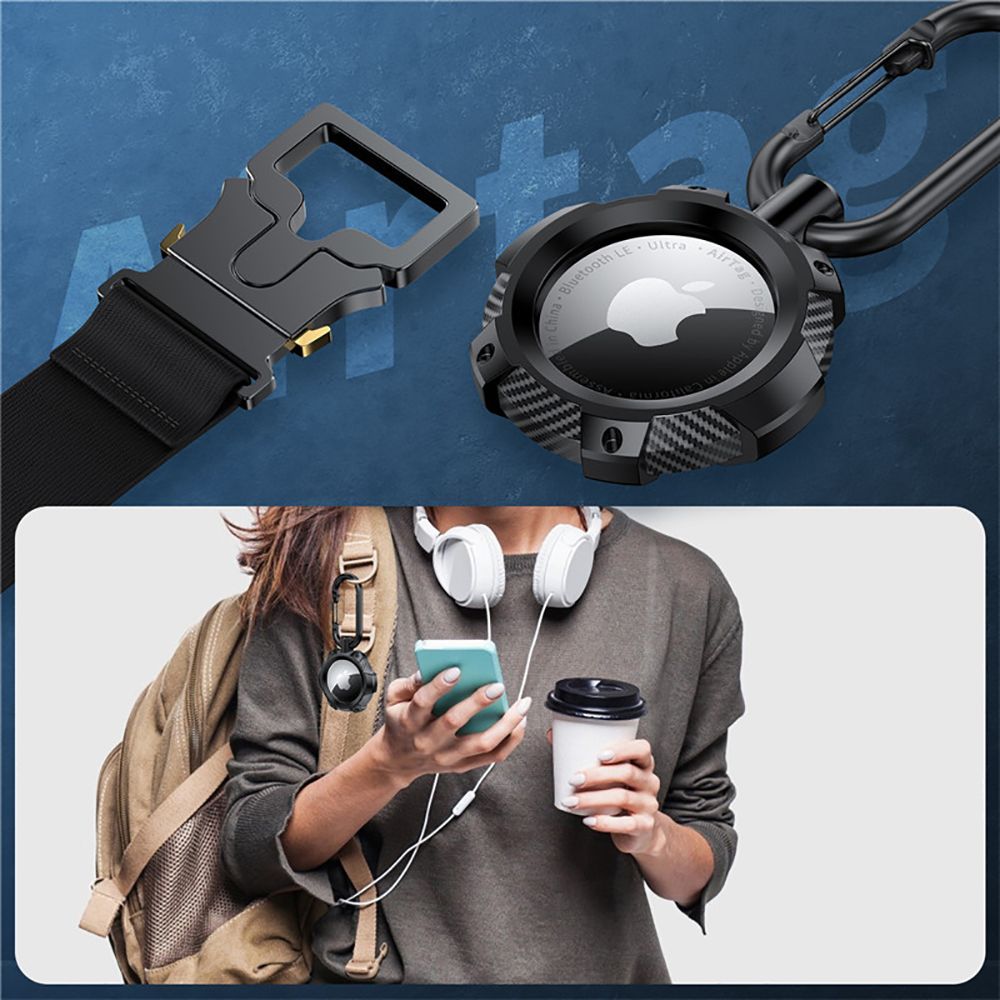 Tech-Protect TPUCarbon dėklas Apple AirTag – juodas -- Apple AirTag