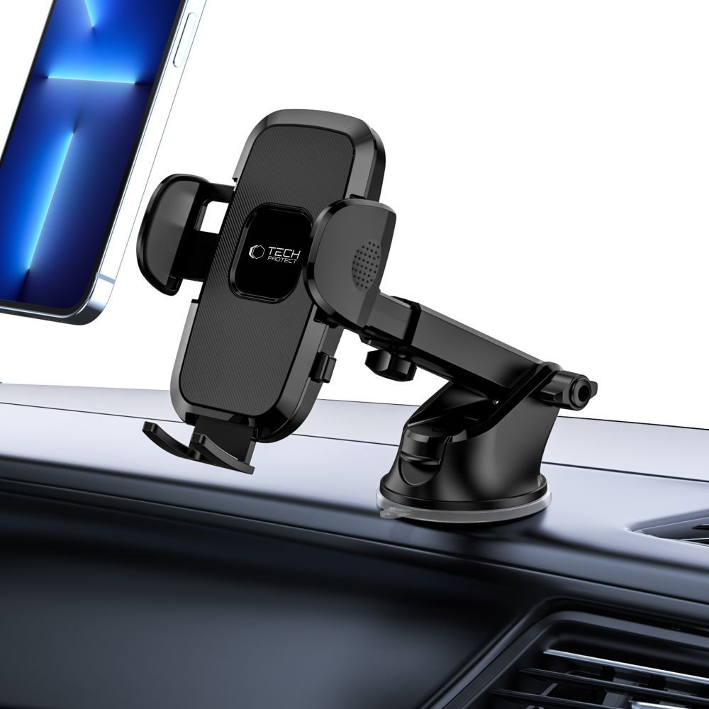 Tech-Protect V3 automobilinis telefono laikiklis priekiniam stiklui / prietaisų skydeliui - juodas -- Cell phone holders