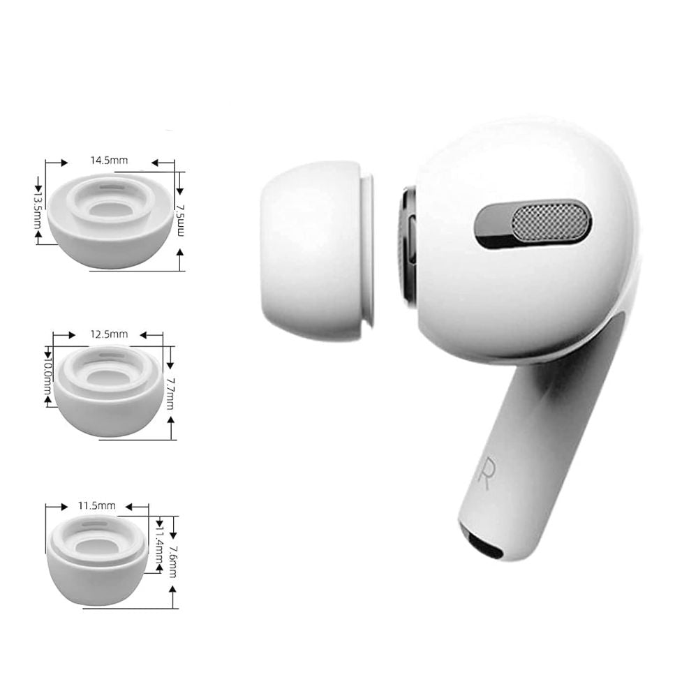 „Tech-Protect“ ausų antgaliai, skirti „AirPods Pro“ 1/2, dydžiai S / M / L - balti (3 vnt.) -- Headphone Ear Tips