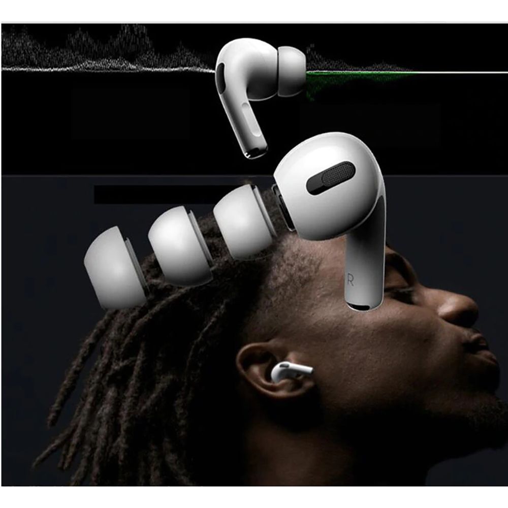 „Tech-Protect“ ausų antgaliai, skirti „AirPods Pro“ 1/2, dydžiai S / M / L - balti (3 vnt.) -- Headphone Ear Tips