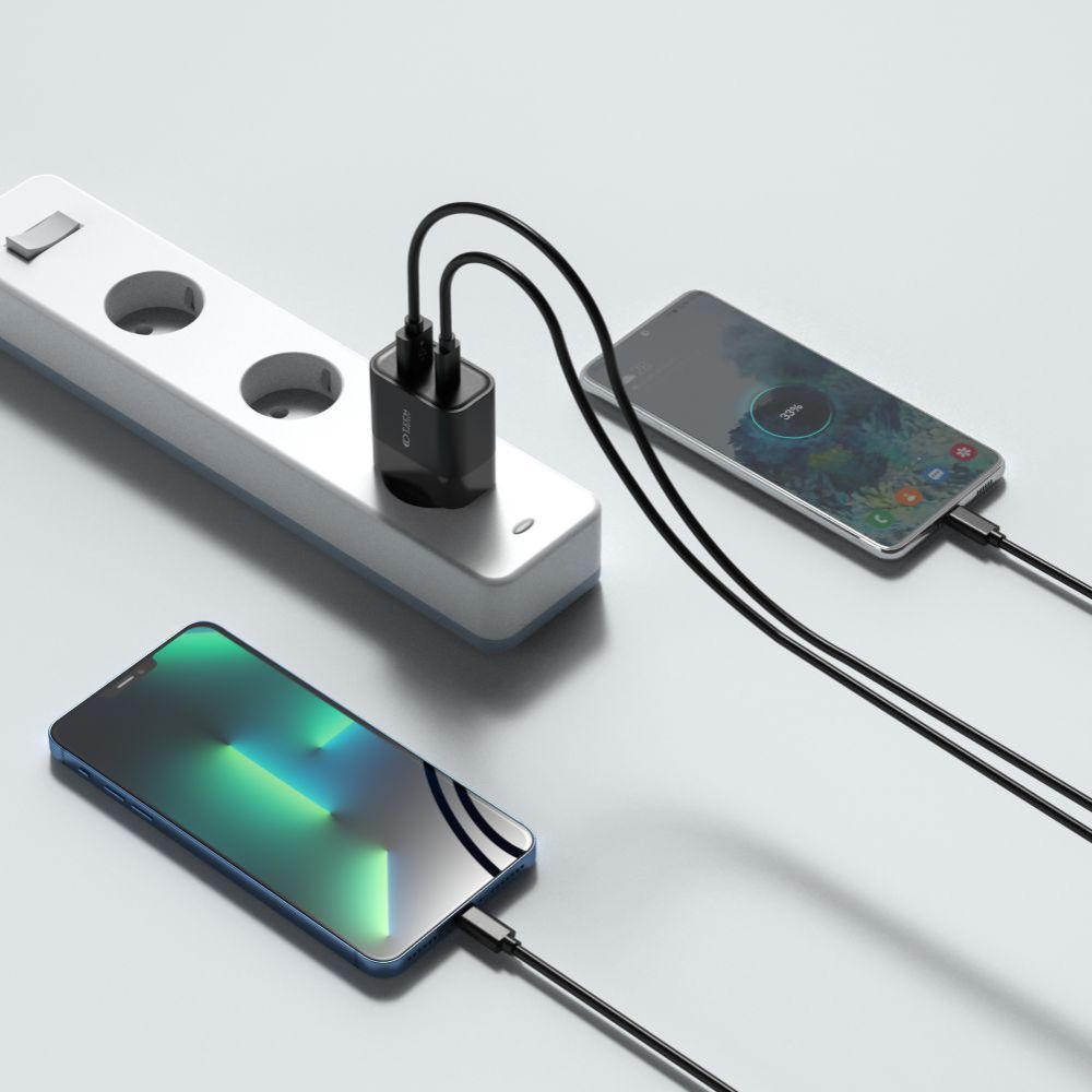 Tech-Protect C30W įkroviklis USB-C PD 30W / USB-A QC 3.0 - juodas -- Cell phone chargers