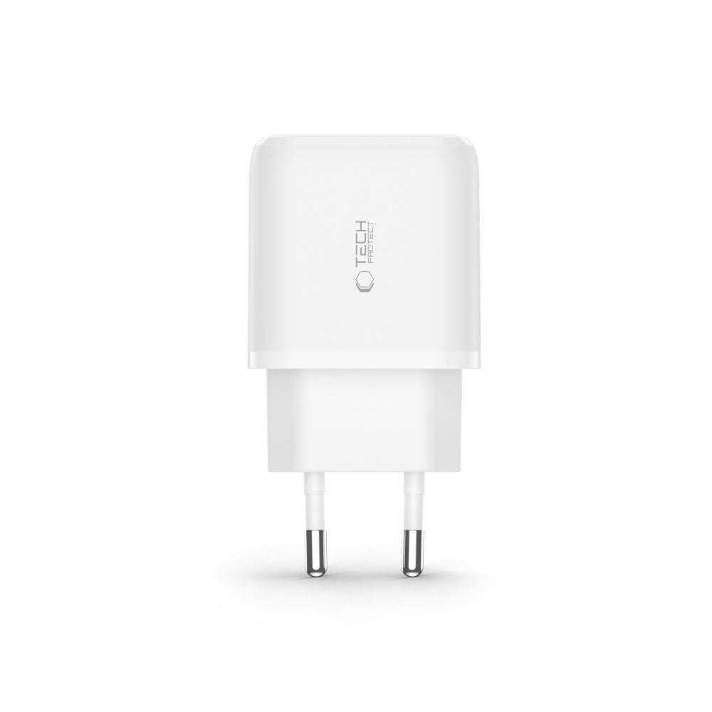 Tech-Protect C20W įkroviklis USB-C PD 20W / USB-A QC 3.0 - baltas -- Cell phone chargers