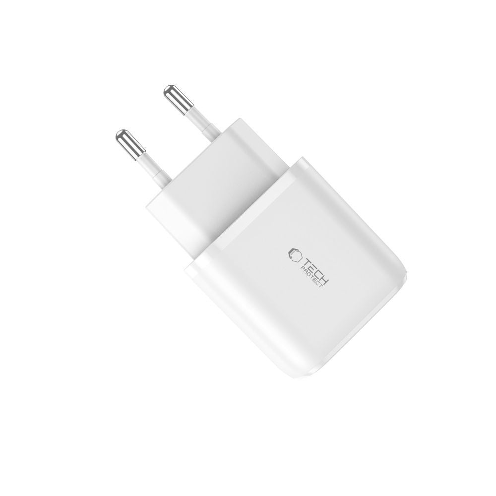 Tech-Protect C20W įkroviklis USB-C PD 20W / USB-A QC 3.0 - baltas -- Cell phone chargers