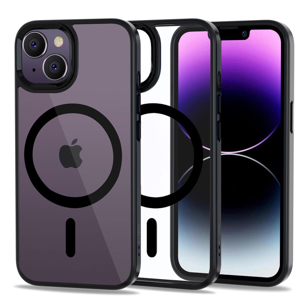 Tech-Protect MagMat MagSafe dėklas iPhone 14 – skaidrus juodas