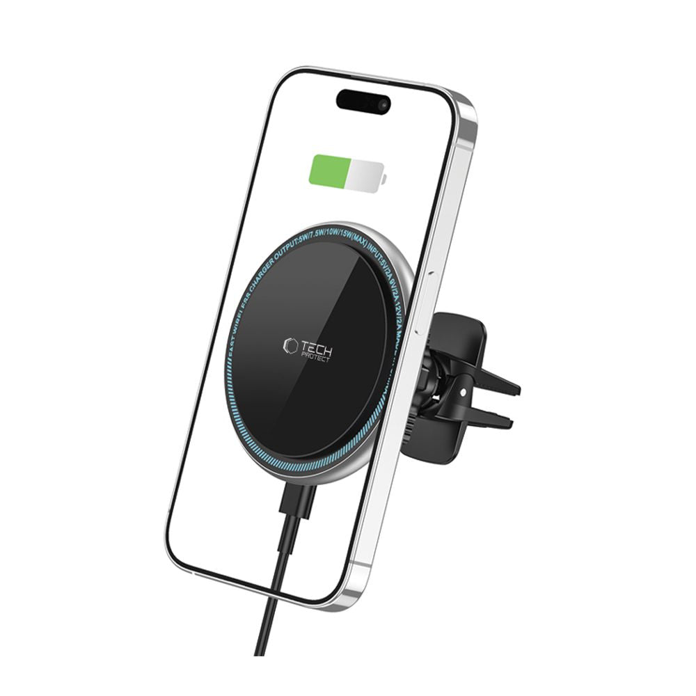 Tech-Protect A2 automobilinis telefono laikiklis su MagSafe 15W indukciniu įkrovikliu oro grotelių tvirtinimui - juodas...