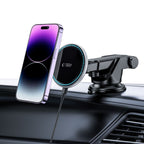 Tech-Protect A2 automobilinis telefono laikiklis su MagSafe 15W indukciniu įkrovikliu prietaisų skydeliui - juodas --...