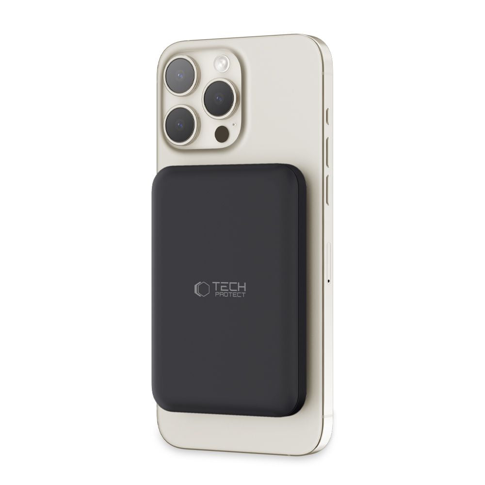 Tech-Protect Išorinė baterija LifeMag PB10 su MagSafe 5000mAh 15W USB-C jungtimi - juoda + USB-C laidas -- Powerbanks