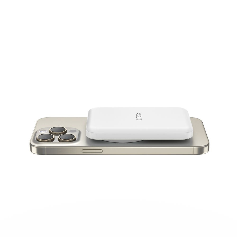Tech-Protect Išorinė baterija LifeMag PB10 su MagSafe 5000mAh 15W USB-C jungtimi - balta + USB-C laidas -- Powerbanks