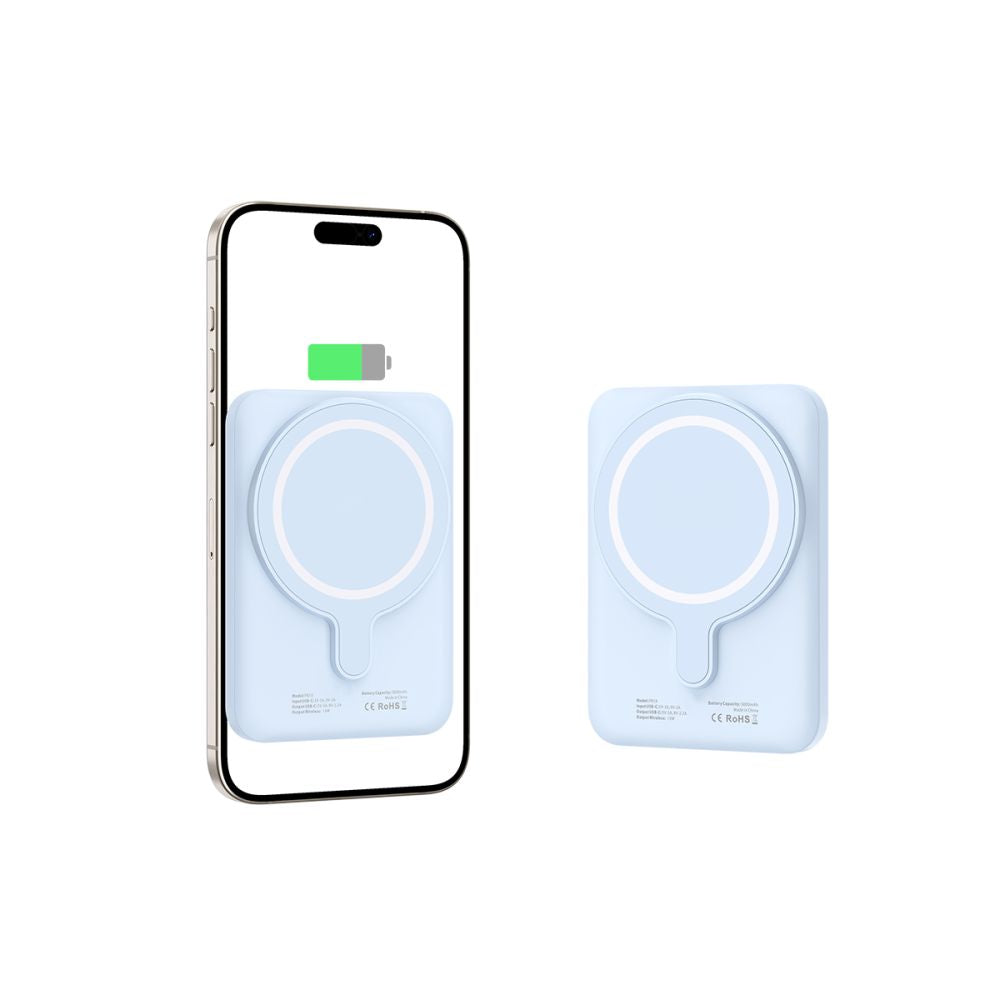 Tech-Protect Išorinė baterija LifeMag PB10 su MagSafe 5000mAh 15W USB-C jungtimi - mėlyna + USB-C laidas -- Powerbanks