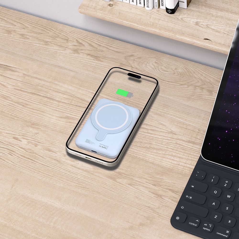 Tech-Protect Išorinė baterija LifeMag PB10 su MagSafe 5000mAh 15W USB-C jungtimi - mėlyna + USB-C laidas -- Powerbanks