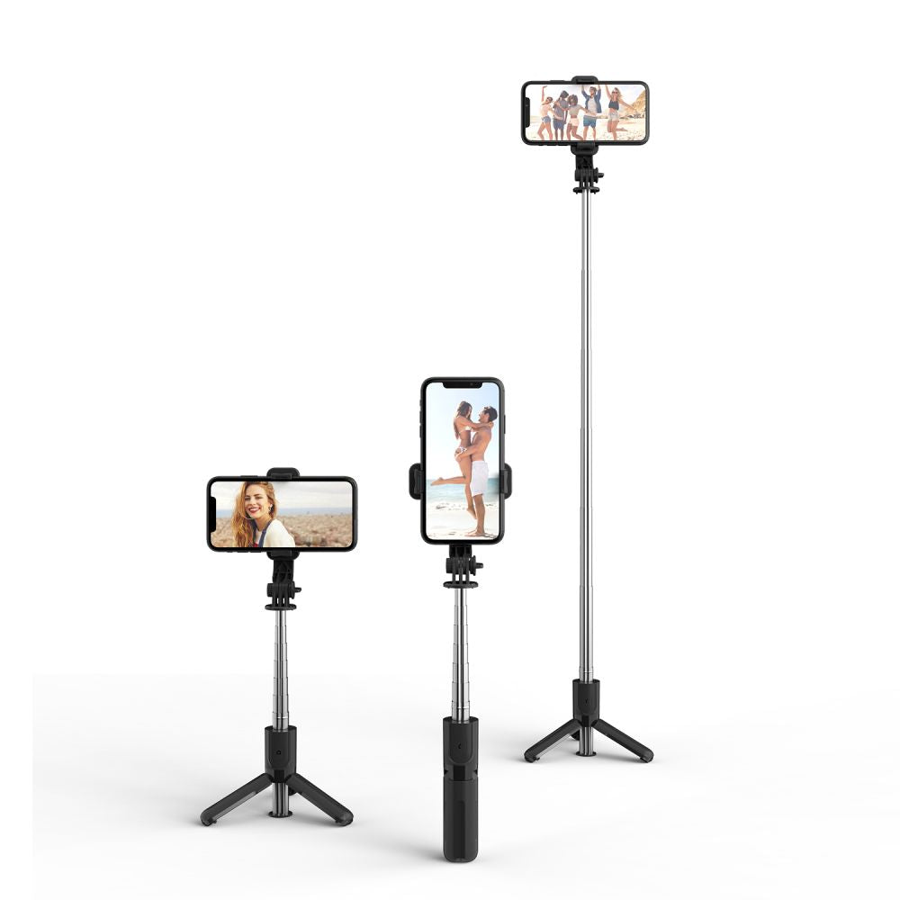 Tech-Protect L02S Bluetooth selfie lazdelė su trikoju iki 72 cm – juoda -- Selfie Sticks & Tripods