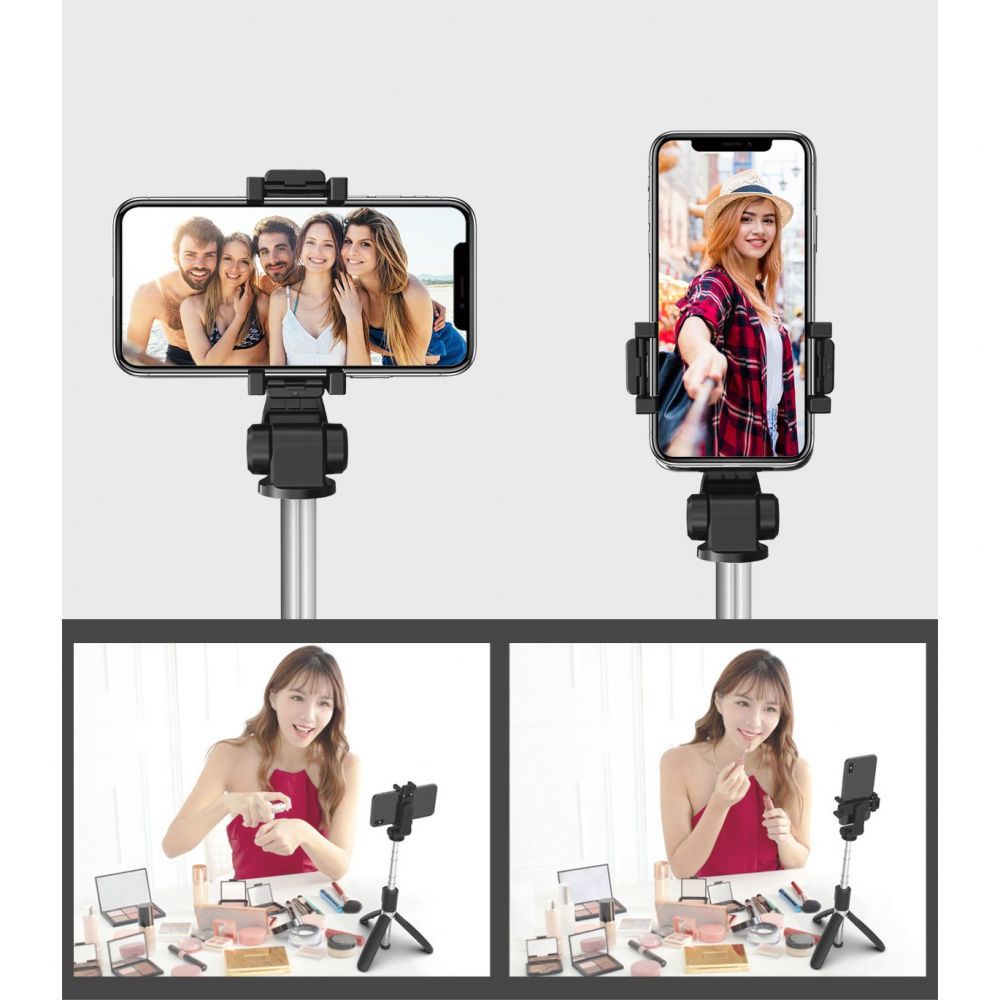 Tech-Protect L02S Bluetooth selfie lazdelė su trikoju iki 72 cm – juoda -- Selfie Sticks & Tripods