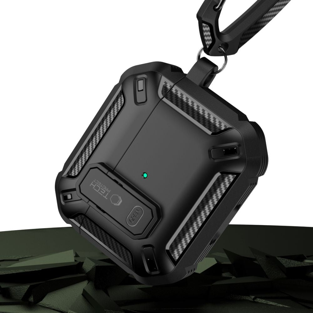 Tech-Protect X-Carbo dėklas AirPods Pro 1/2 – juodas -- AirPods Pro 1