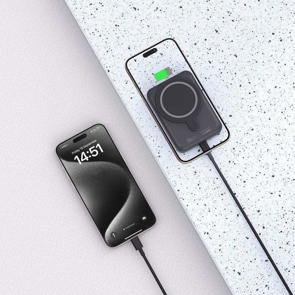 Tech-Protect LifeMag PB11 Išorinė baterija su MagSafe 10000mAh 15W USB-C jungtis - juodas + USB-C laidas -- Powerbanks