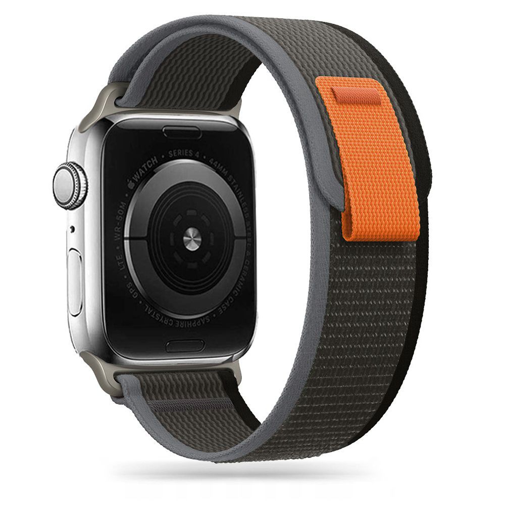 Tech-Protect nailoninis dirželis, skirtas Apple Watch 4/5/6/7/8/9/SE/Ultra 1/2 (42/44/45/49 mm) – juoda ir oranžinė --...