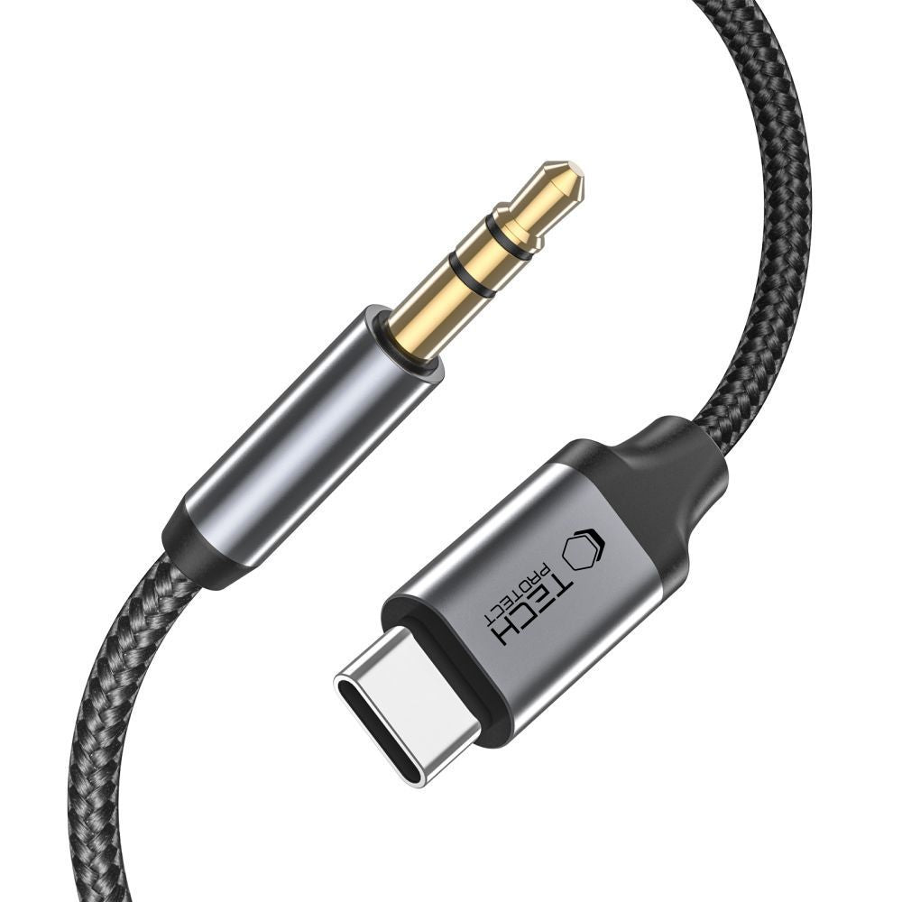Tech-Protect UltraBoost garso USB-C / 3,5 mm mini lizdo kabelis 1 m - juodas -- Audio Cables