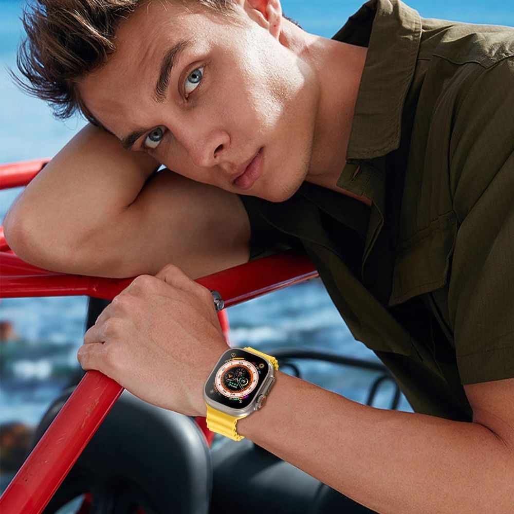 Tech-Protect IconBand Pro dirželis, skirtas Apple Watch 4/5/6/7/8/9/SE/Ultra 1/2 (42/44/45/49 mm) – geltonas -- Apple Watch 4
