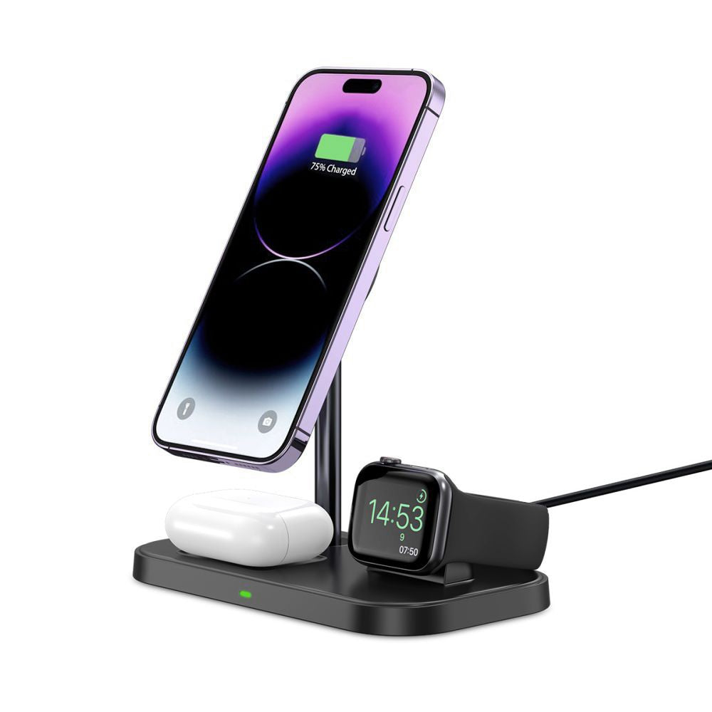 Tech-Protect Indukcinis įkroviklis QI15W-A22 MagSafe su 3in1 MagSafe stovu išmaniajam telefonui / Apple Watch / AirPods -...
