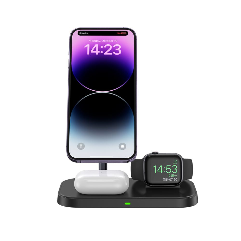 Tech-Protect Indukcinis įkroviklis QI15W-A22 MagSafe su 3in1 MagSafe stovu išmaniajam telefonui / Apple Watch / AirPods -...