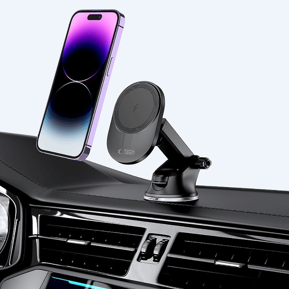 Tech-Protect Automobilinis telefono laikiklis MM15W-V1 su MagSafe 15W belaidžiu įkrovikliu prietaisų skydeliui / oro...