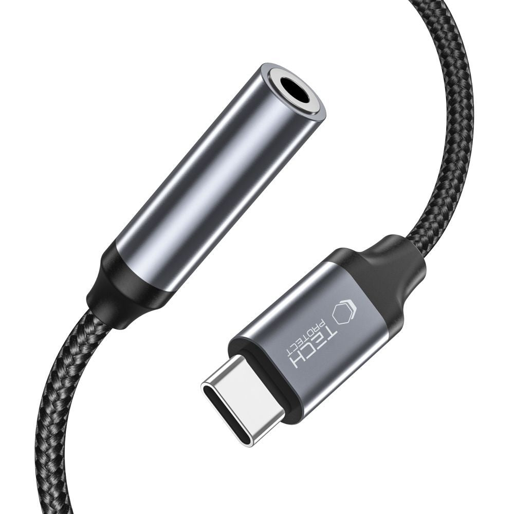 Tech-Protect UltraBoost USB-C / 3,5 mm mini lizdo adapteris - juodas -- USB Adapters