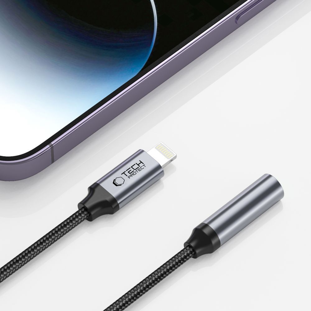 Tech-Protect UltraBoost Lightning / 3,5 mm mini lizdo adapteris - juodas -- USB Adapters