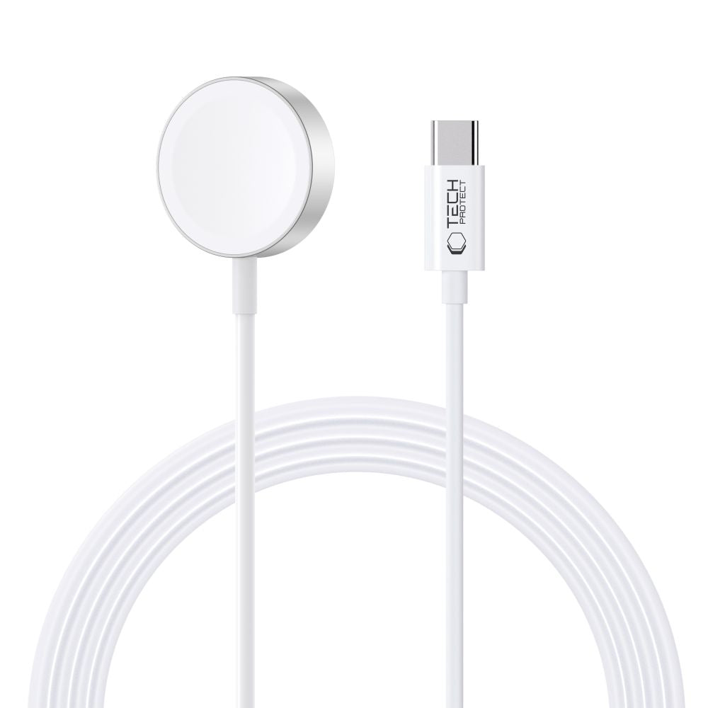 Tech-Protect UltraBoost Magnetinis indukcinis įkroviklis su USB-C jungtimi, skirtas Apple Watch, 1.2m - baltas -- Apple Watch