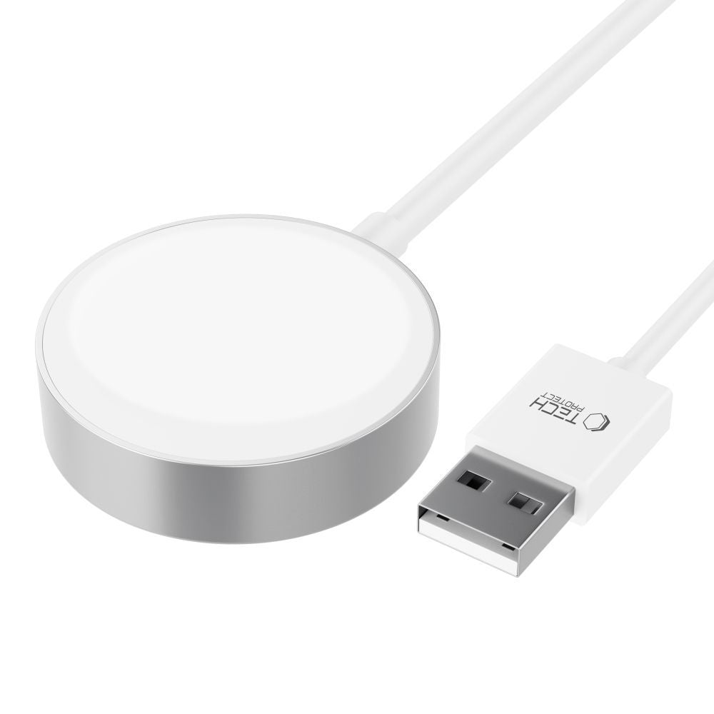 Tech-Protect UltraBoost Magnetinis indukcinis įkroviklis su USB-A jungtimi, skirtas Apple Watch, 1.2m - baltas -- Apple Watch