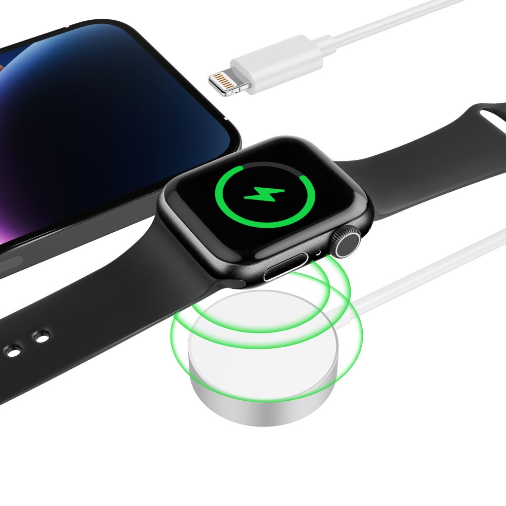 Tech-Protect UltraBoost 2in1 magnetinis įkroviklis su USB-C / Lightning laidais, skirtas Apple Watch, 1.5m - baltas --...