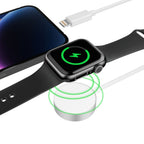 Tech-Protect UltraBoost 2in1 magnetinis įkroviklis su USB-C / Lightning laidais, skirtas Apple Watch, 1.5m - baltas --...